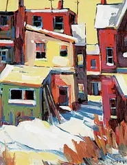 David C. Armstrong, Untitled - Houses I, oil on wood board