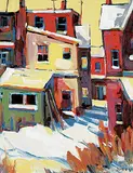 David C. Armstrong, Untitled - Houses I, oil on wood board