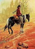 Bill Barber, Lone Rider, oil on wood board