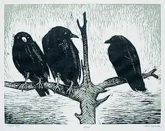 Samuel Black, Gossip #Printer's Proof, colour wood block on paper