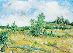 Hendrik Bres, Untitled - Spring Landscape, 1979, acrylic on wood board