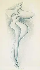 Untitled - Sculpture Drawing by Sorel Etrog, 1962, graphite on paper, sold Apr 2019