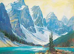 Reginald Llewellyn Harvey, Untitled - Valley of the Ten Peaks, oil on wood board