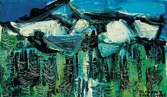 Flemming Jorgensen, Mountains, 1962, oil on wood board