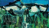 Flemming Jorgensen, Mountains, 1962, oil on wood board
