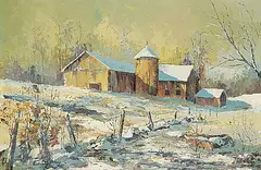 Claude Langevin, Untitled - Cold Day on the Farm, oil on canvas