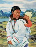 Anna T Noeh, Mother and Child, 1976, oil on paper board