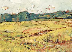 Lawrence Washburn, One Mile South of Turner Valley, 1980, oil on wood board