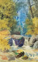 Thomas Harrison Wilkinson, Stream in Forest, watercolour on paper