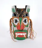 Dominic Andrews, Wolf Man, painted wood mask with straw