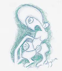The Weaver [#109] by Daphne Odjig, 2012, coloured pencil on paper, sold Mar 2019