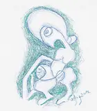 Daphne Odjig, The Weaver [#109], 2012, coloured pencil on paper