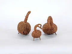 Charlie Small, Cree - Tamarach Goose Family, wood sculptures