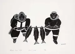 Peter Aliknak, Good Catch #16/40, 1973, stonecut on paper
