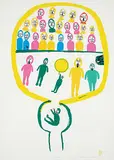Luke Anguhadluq, Shaman Entering the Drum Dance #8/59, 1976, colour silkscreen on paper