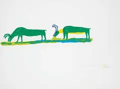 Luke Anguhadluq, Caribou Grazing #6/60, 1978, colour silkscreen on paper