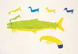 Luke Anguhadluq, Seagulls Chasing Fish #6/30, 1978, colour silkscreen on paper