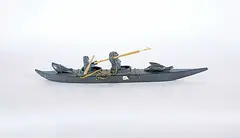 Sam Crow, Double Seated Kayak, 1970, grey stone carving