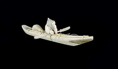 Danny Etuameat, Untitled - Hunter in Kayak, 1998, bone carving