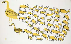 Luke Iksiktaaryuk, The Herd #11/40, 1972, colour stencil on paper