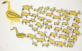 Luke Iksiktaaryuk, The Herd #11/40, 1972, colour stencil on paper