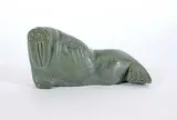 Johnny Kasaluak, Walrus Reclining, light green stone carving