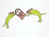 Janet Kigusiuq, A Frightened Spirit #22/50, 1973, colour stonecut on paper