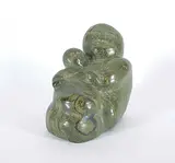 Rosalie Ookangok Kopak, Untitled - Mother and Child, green stone carving