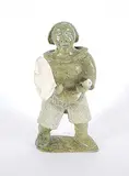 Manasie Maniapik, Untitled - Drum Dancer, green stone carving with bone