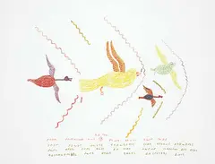Josie Papialuk, Untitled - These Colourful Birds, 1983, colour lithograph on paper