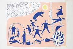 Jessie Oonark, Kiviuk and the Grizzly #19/50, 1981, colour stencil on paper
