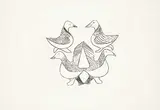 Pitseolak Ashoona, Untitled - Four Birds #38/50, 1962, etching on paper