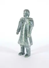 Untitled - Standing Woman by Imaruituq Taqtu, green stone carving, sold Mar 2019