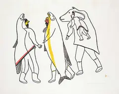 Mark Uqayuittuq, Friendly Spirits #29/50, 1972, colour stonecut on paper