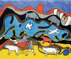 Simon Tookoome, Nanamuitat #19/50, 1981, colour stencil on paper
