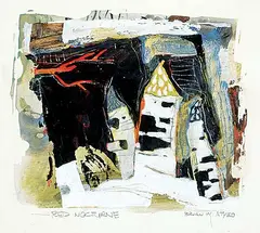 Brian Marshall Atyeo, Red Nocturne, mixed media on paper