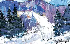 Untitled - Snow Hills by Christian Bergeron, acrylic on wood board, sold Dec 2018
