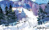 Christian Bergeron, Untitled - Snow Hills, acrylic on wood board