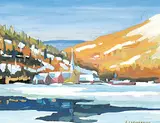 Ron Carwardine, Quebec River, 1995, oil on wood board