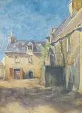 Georges Chavignaud, Untitled - French Village, watercolour on paper