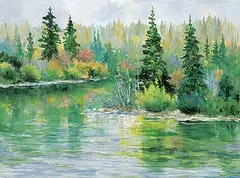 Lou Chrones, Untitled - Reflections on a Spring River, acrylic on paper