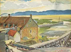 Albert Edward Cloutier, Moulin de Gaspe, 1931, watercolour on paper