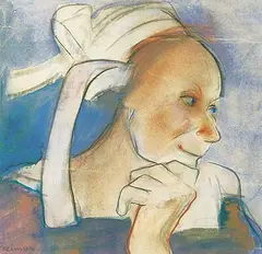 Lillian Freiman, The Gossip, mixed media on paper