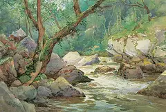 Robert Ford Gagen, Forest Stream, 1886, watercolour on paper