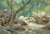 Robert Ford Gagen, Forest Stream, 1886, watercolour on paper