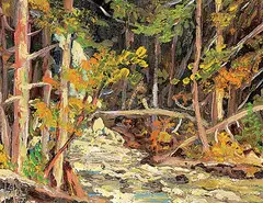 Alec John Garner, Woodland Falls, oil on paper board