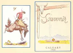 Souvenir, Calgary 1946 by Roland Gissing, 1946, hand coloured prints on paper, sold Dec 2018
