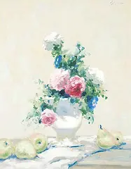 Andre Gittelson Gisson, Untitled - Still Life with Flowers and Pears, oil on canvas