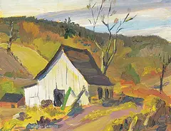 Untitled - Quebec Farm by Walter Grayson, oil on board, sold Dec 2018