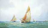 Charles E. Hannaford, Departure of Fishing Fleet Ostende, watercolour on paper